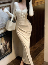 BXOXO party look inspos Fashion New Women Elegant Bodycon Casual Long Dress Vintage Slim Party One Pieces Sexy Birthday Ribbed Robe Female Mujers